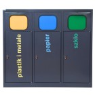 Kosz do segregacji 3-komorowy Eco Estri XL 3 × 80L ocynkowany