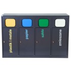 Kosz do segregacji 4-komorowy Eco Estri XL 4 x 80L ocynkowany