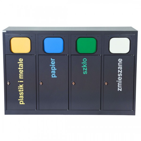 Kosz do segregacji 4-komorowy Eco Estri XL 4 x 80L ocynkowany