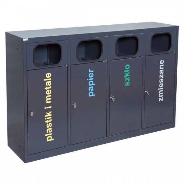 Kosz do segregacji 4-komorowy Eco Estri 4 x 60L ocynkowany