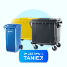 Zestaw pojemników na odpady 2x1100L + 240L ESE grafitowy + żółty +niebieski