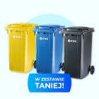 Zestaw pojemników na odpady 240l ESE grafitowy + żółty + niebieski