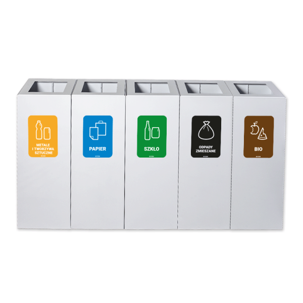 Kosz do segregacji modułowy Eco Modular III 5 x 40L biały Kosz do segregacji modułowy Eco Modular III 5 x 40L biały