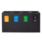 Kosz do segregacji modułowy Eco Modular III 4 x 50L czarny