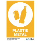 Naklejka na kosz do segregacji odpadów A5 – plastik metal