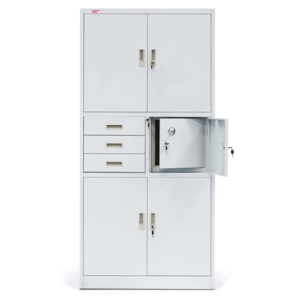 Metalowa szafa na dokumenty z sejfem Atlanta szara marki Contract Point