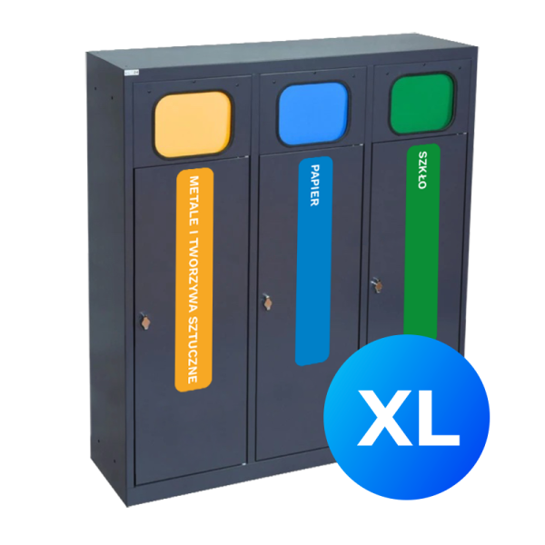 Kosz do segregacji 3-komorowy Eco Estri II XL 3 x 80L ocynkowany z klapkami
