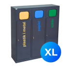 Kosz do segregacji 3-komorowy Eco Estri XL 3 x 80L ocynkowany z klapkami