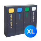Kosz do segregacji 4-komorowy Eco Estri XL 4 x 80L ocynkowany z klapkami