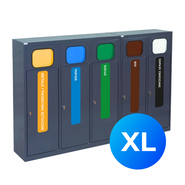 Kosz do segregacji 5-komorowy Eco Estri II XL 5 x 80L ocynkowany z klapkami