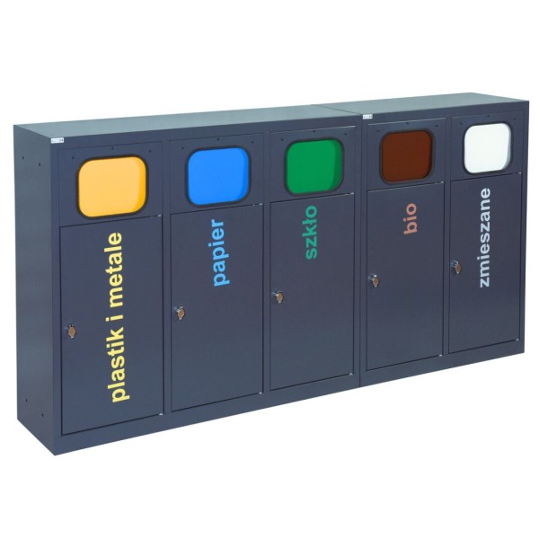 Kosz do segregacji 5-komorowy Eco Estri  5 x 60L z klapkami