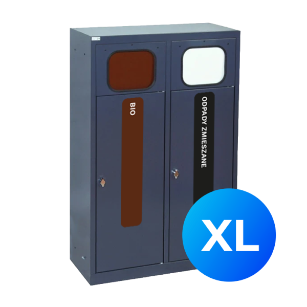Kosz do segregacji 2-komorowy Eco Estri II XL 2 x 80L ocynkowany z klapkami