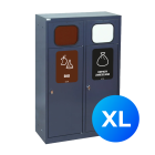 Kosz do segregacji 2-komorowy Eco Estri III XL 2 x 80L ocynkowany z klapkami