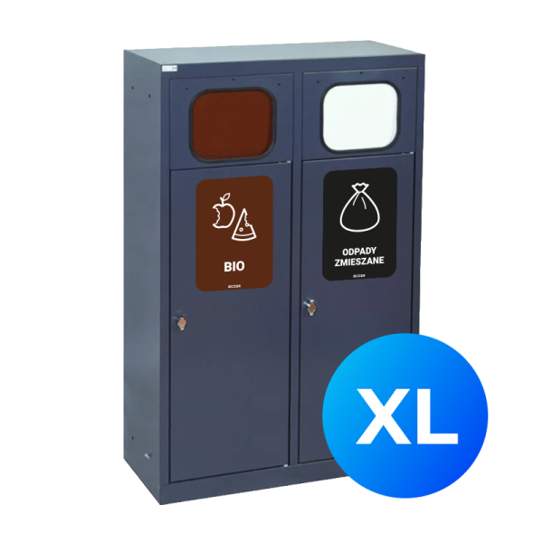 Kosz do segregacji 2-komorowy Eco Estri III XL 2 x 80L ocynkowany z klapkami
