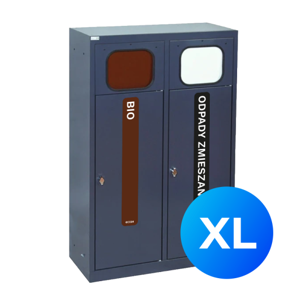 Kosz do segregacji 2-komorowy Eco Estri II XL 2 x 80L ocynkowany z klapkami