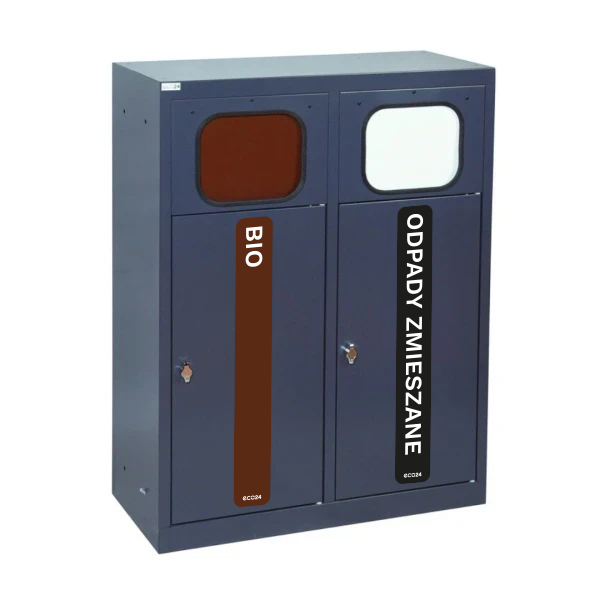 Kosz do segregacji 2-komorowy Eco Estri II 2 x 60L z klapkami Kosz do segregacji 2-komorowy Eco Estri II 2 x 60L z klapkami