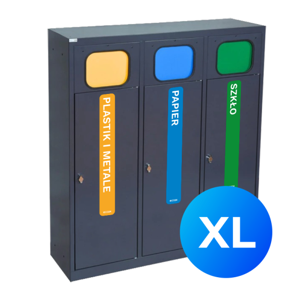 Kosz do segregacji 3-komorowy Eco Estri II XL 3 x 80L ocynkowany z klapkami Kosz do segregacji 3-komorowy Eco Estri II XL 3 x 80L ocynkowany z klapkami