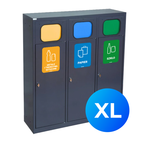 Kosz do segregacji 3-komorowy Eco Estri III XL 3 x 80L ocynkowany z klapkami