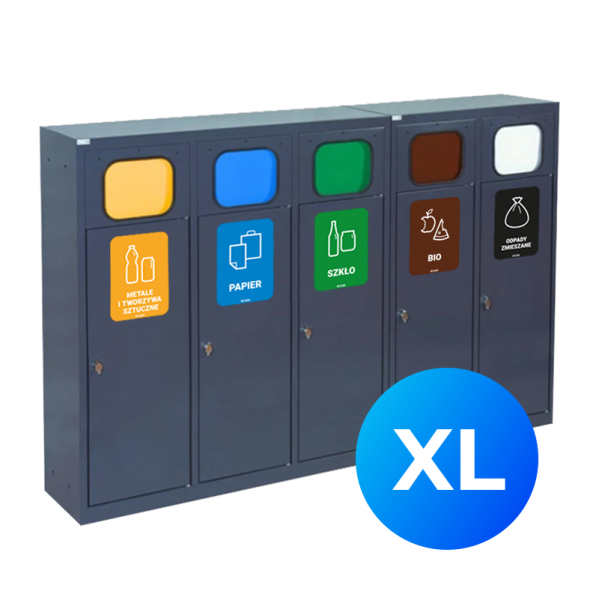 Kosz do segregacji 5-komorowy Eco Estri III XL 5 x 80L ocynkowany z klapkami